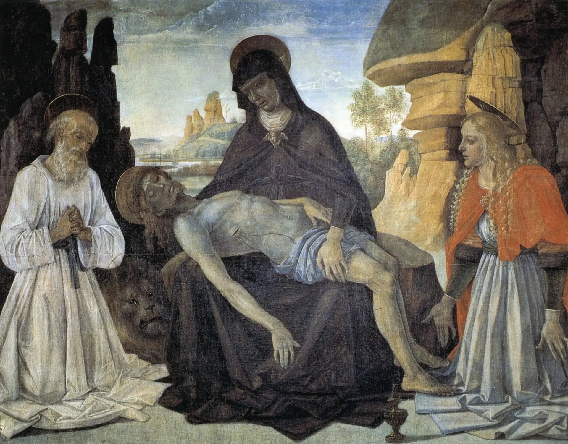 Gonfanon avec la Pietà - Pietro Perugino image 1 copie peinte à la main à l’huile