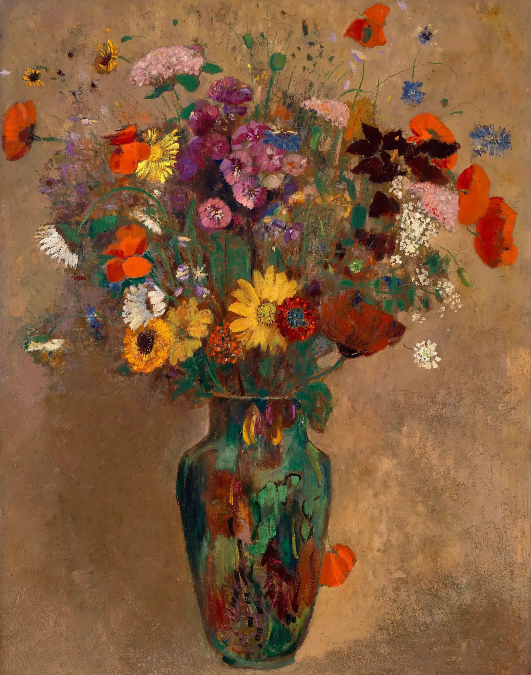 Grand bouquet de fleurs des champs - Odilon Redon image 1 reproduction de peinture à l’huile