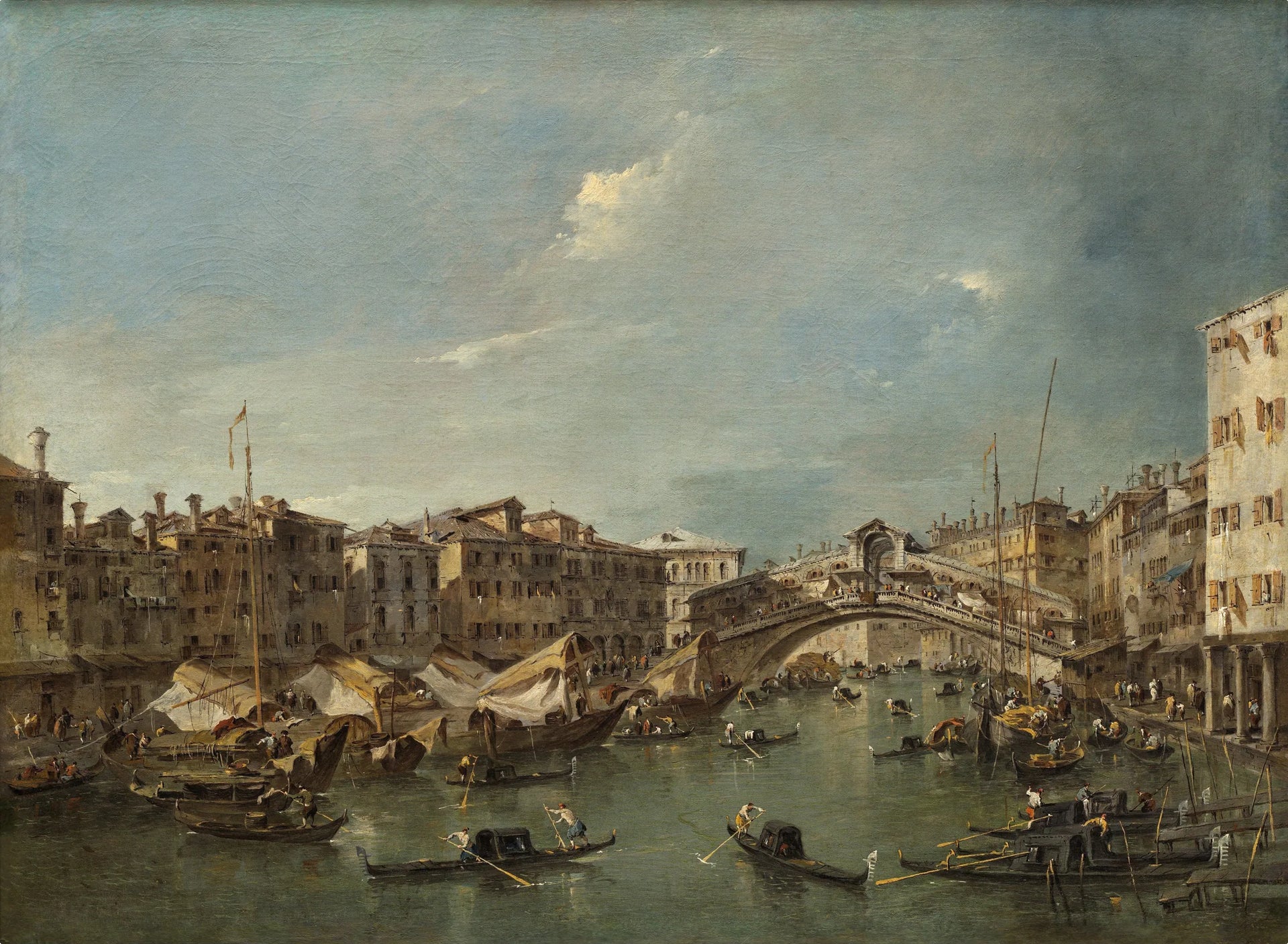 Grand Canal avec le pont du Rialto, Venise - Francesco Guardi image 1 reproduction de peinture à l’huile
