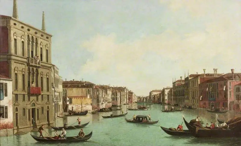 Grand Canal, Venise, vue vers le nord-est depuis le Palazzo Balbi jusqu'au pont du Rialto - Canaletto image 1 tableau peint à l’huile sur toile