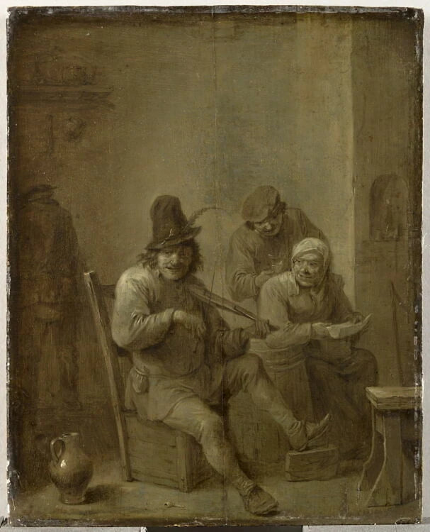 Grand Duo : joueur de pochette et chanteuse - David II Teniers