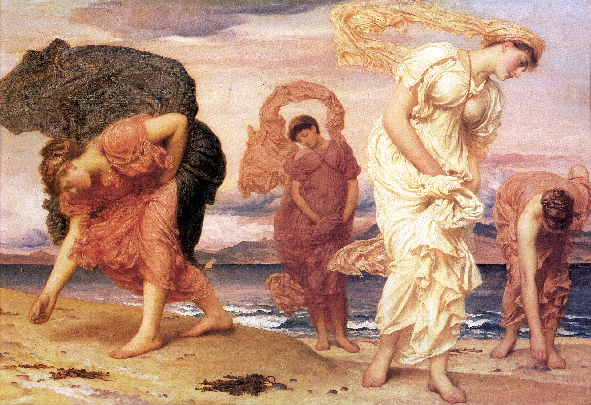 Greek Girls Picking up Pebbles by the Sea - Frederic Leighton