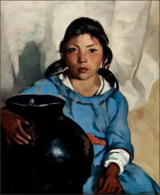 Gregorita avec le Santa Clara Bowl - Robert Henri image 1 tableau peint à l’huile sur toile