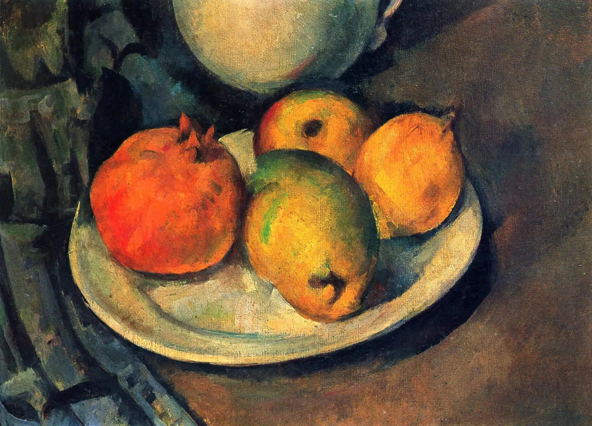 Grenade et poires dans une assiette - Paul Cézanne image 1 copie de tableau peinte à la main