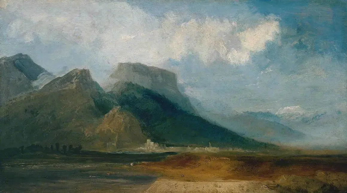 Grenoble Seen from the River Drac with Mont Blanc in the Distance - J. M. W. Turner image 1 reproduction de peinture à l’huile