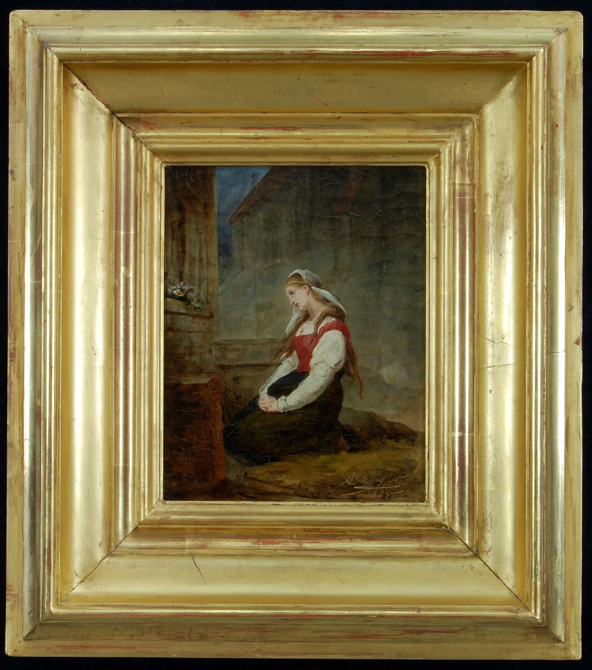 Gretchen in gebed voor het beeld van de Moeder van Smarten - Ary Scheffer image 1 tableau peint à l’huile sur toile