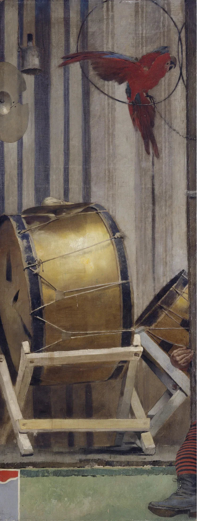 Grimaces et misère - Les Saltimbanques (grosse caisse et perroquet) - Fernand Pelez image 1 reproduction de peinture à l’huile
