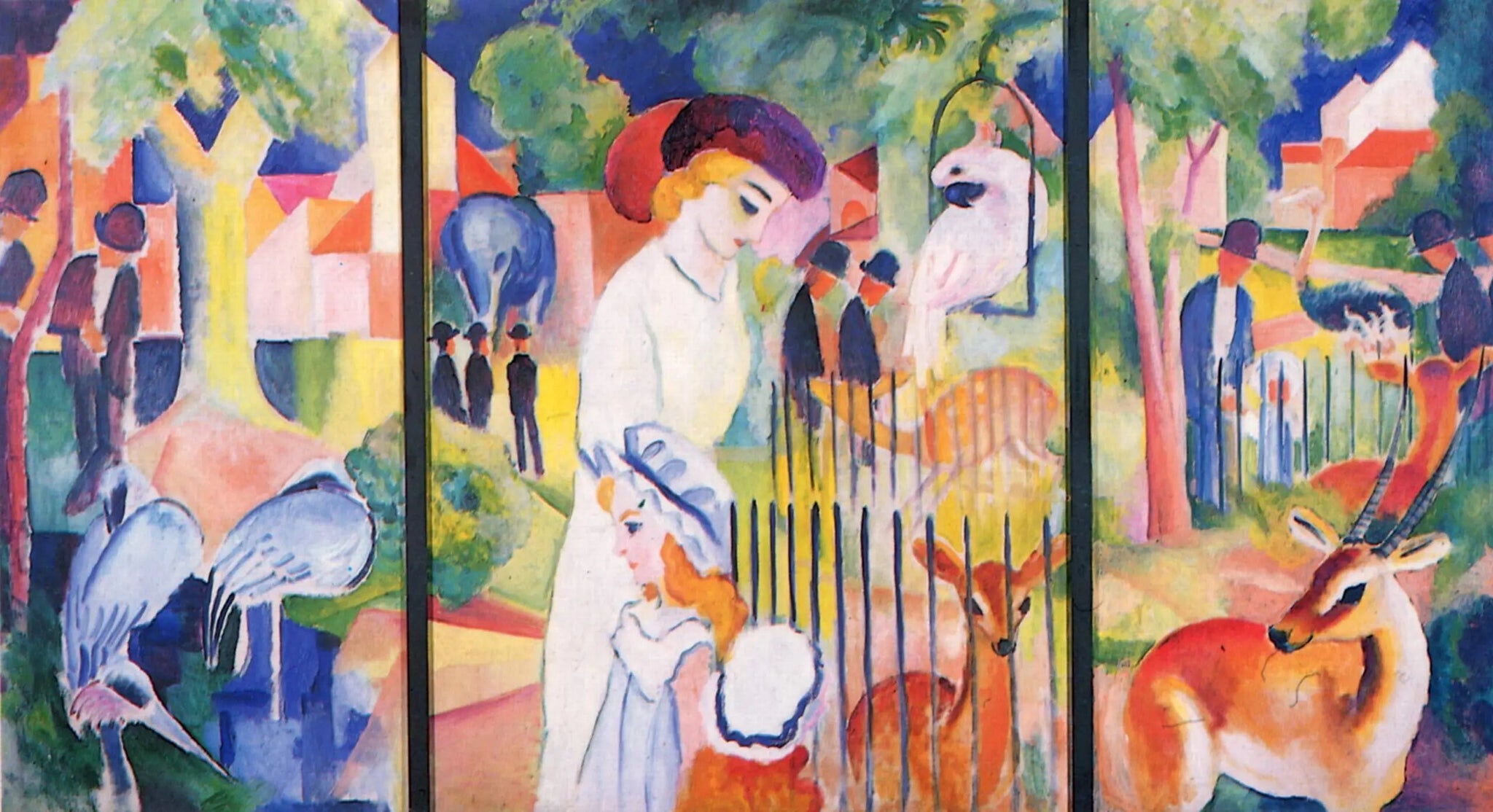 Großer Zoologischer Garten, Triptychon - August Macke image 1 reproduction de peinture à l’huile