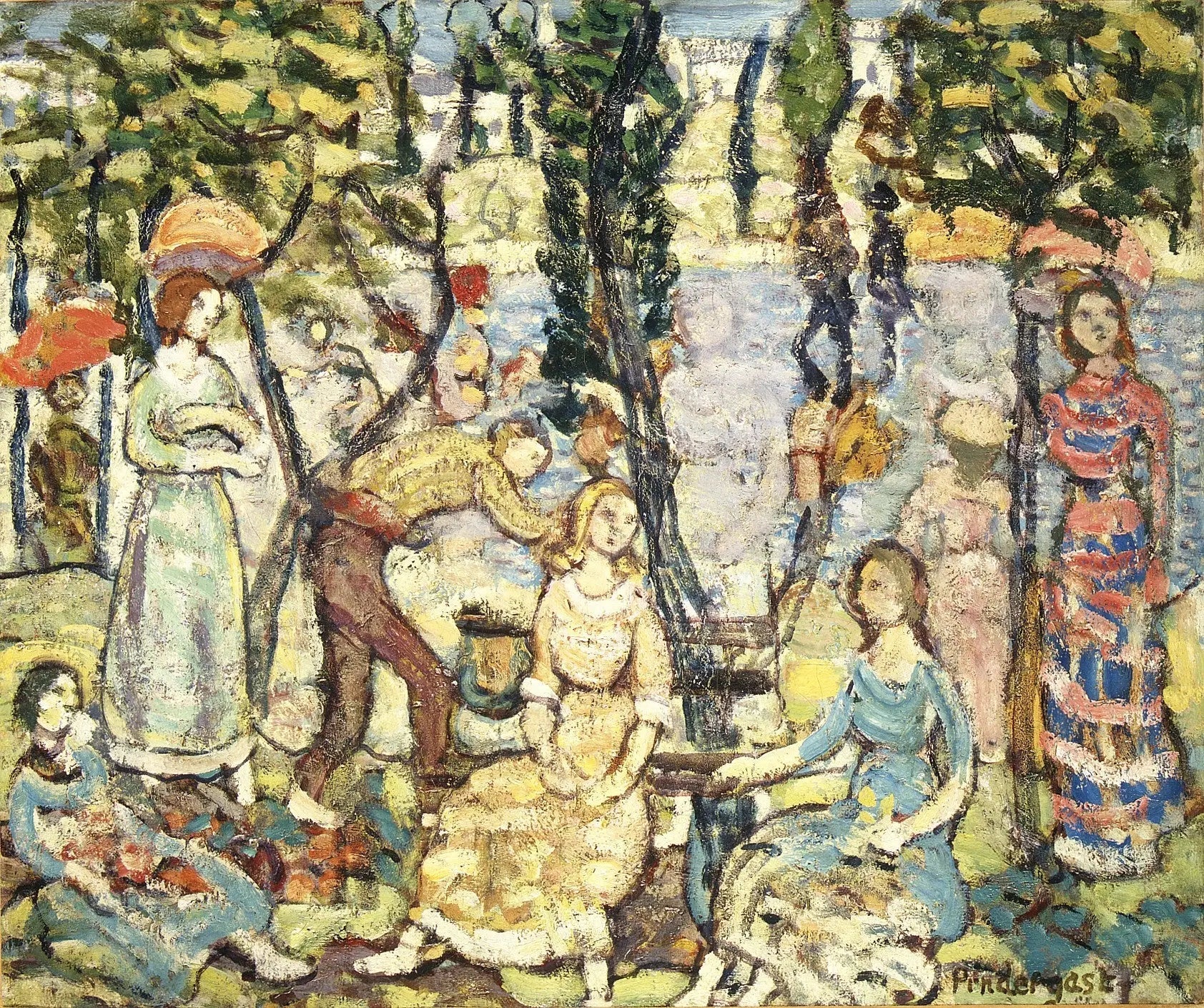 Groupe de figures - Maurice Prendergast image 1 tableau peint à l’huile sur toile
