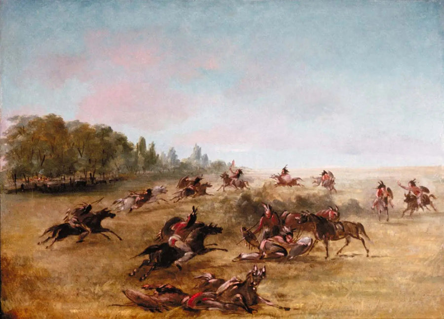 Groupe de guerre monté parcourant un fourré - George Catlin