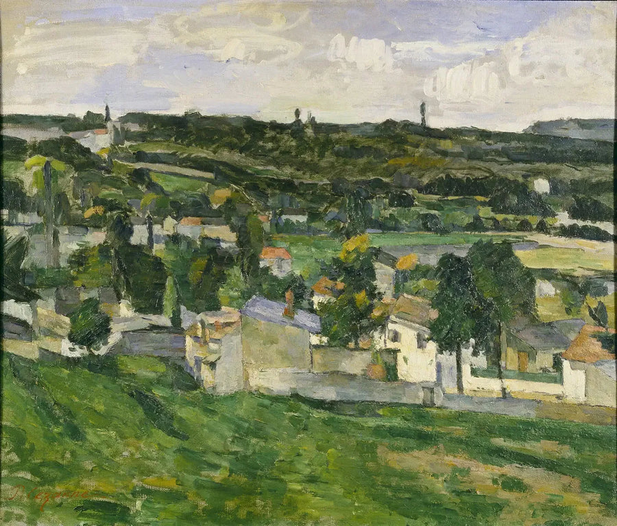 Groupe de maisons, paysage d'île de France - Paul Cézanne
