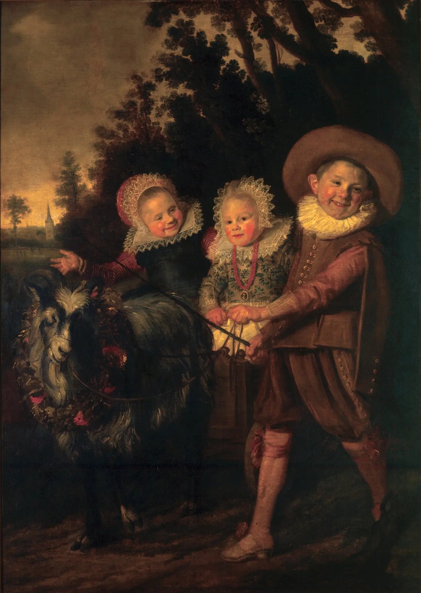 Groupe de trois enfants (fragment) - Frans Hals image 1 copie peinte à la main à l’huile