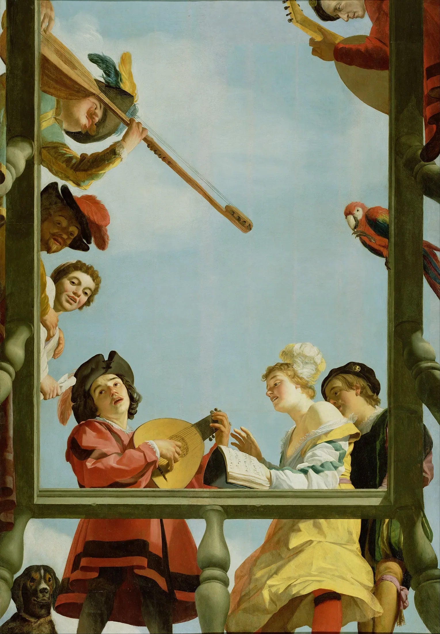 Groupe musical sur un balcon - Gerrit van Honthorst image 1 reproduction artisanale de tableau