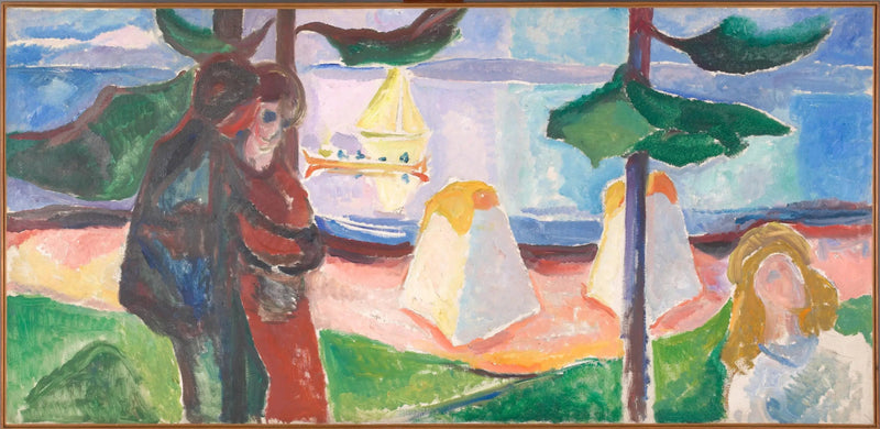 Groupes de gens sur la plage - Edvard Munch