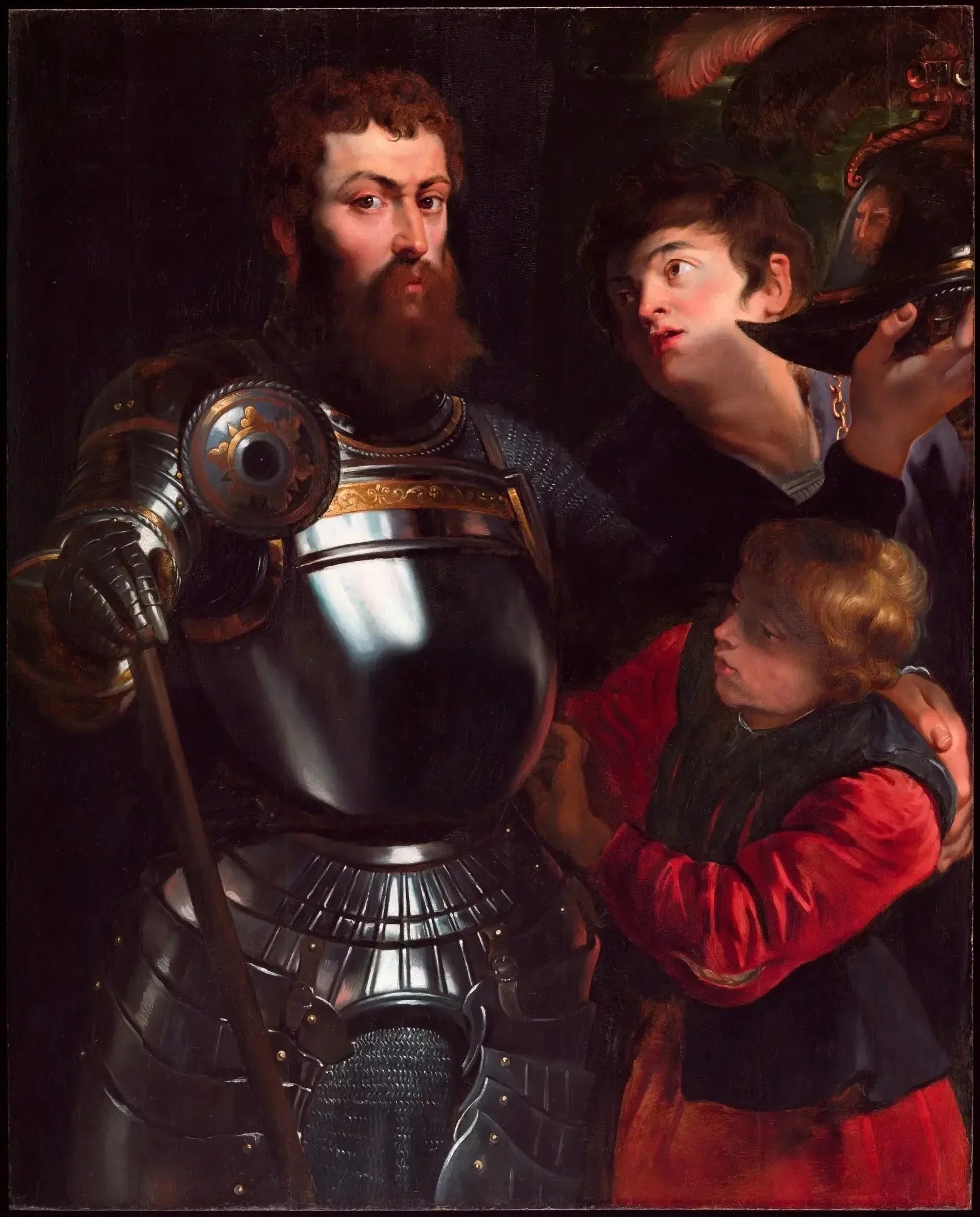 Guerrier à deux pages - Peter Paul Rubens image 1 reproduction de peinture à l’huile