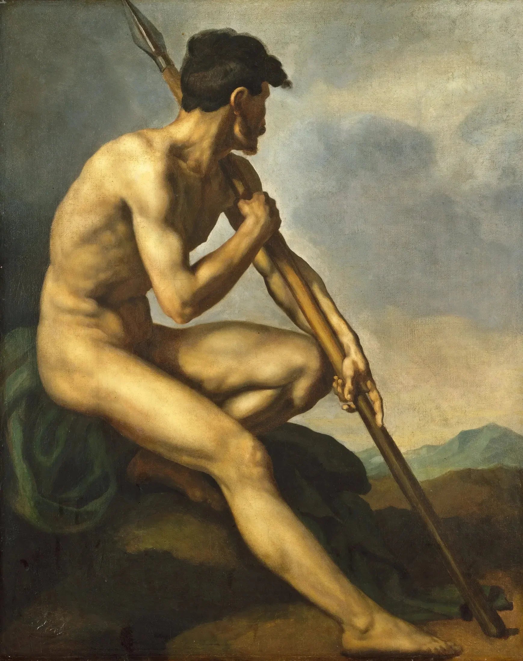 Guerrier nu avec une lance - Théodore Géricault image 1 reproduction d’œuvre d’art à l’huile