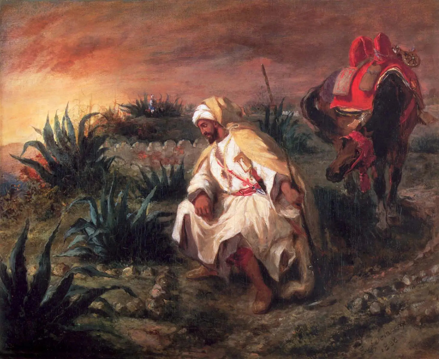 Guerrier près d'un tombeau - Eugène Delacroix image 1 tableau peint à l’huile sur toile