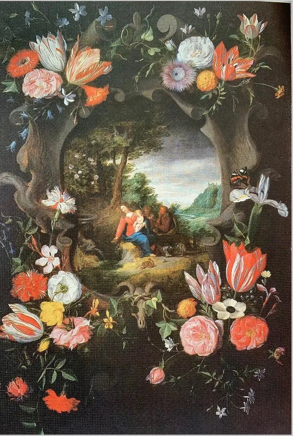 Guirlande de fleurs autour de la Sainte Famille dans un paysage - Jan Brueghel le Jeune image 1 tableau peint à l’huile sur toile