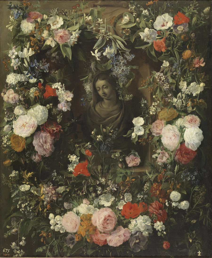 Guirlande de fleurs entourant la Vierge Marie - Nicolaes van Verendael