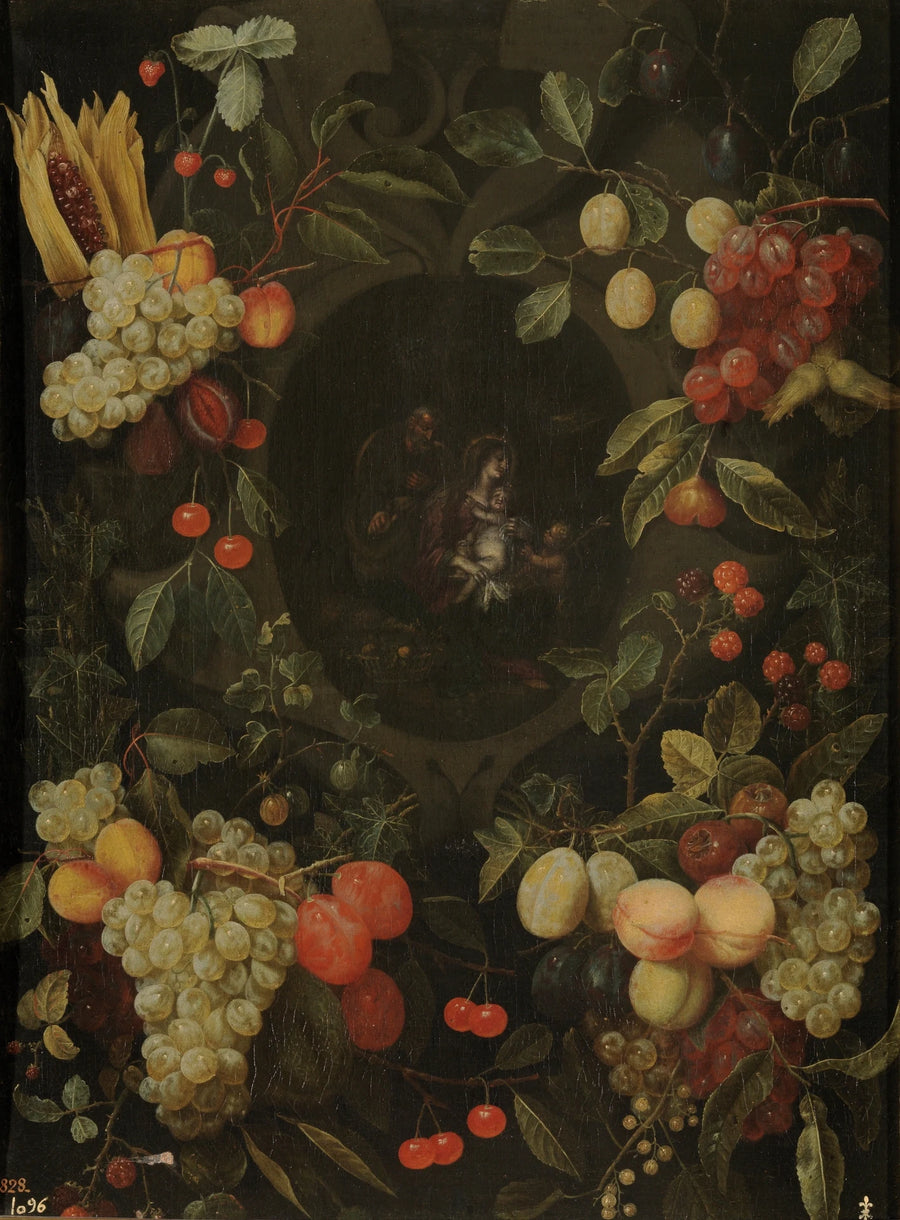 Guirlande de fruits avec la Sainte Famille - Cornelis van Huynen