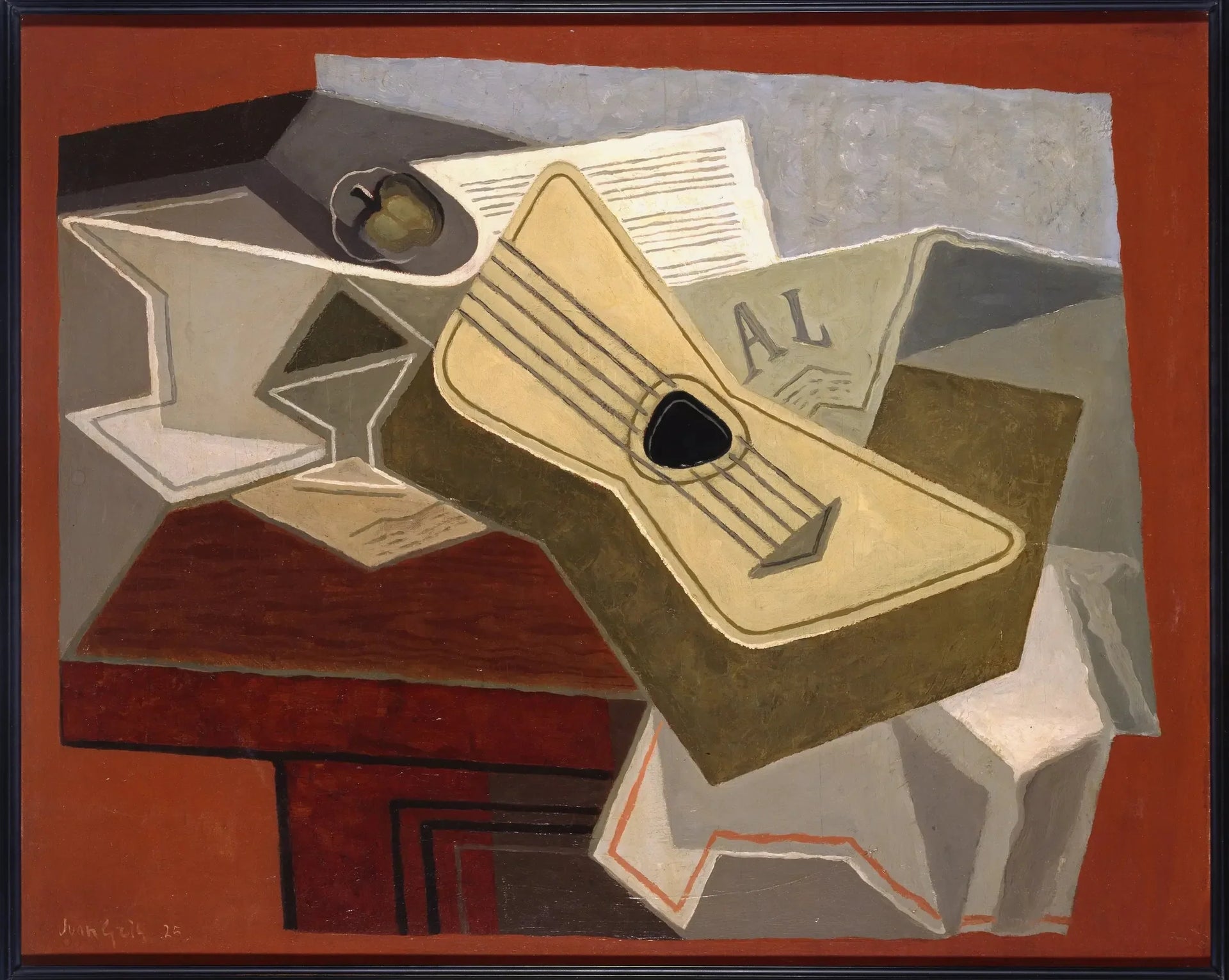 Guitare et journal - Juan Gris image 1 reproduction artisanale de tableau