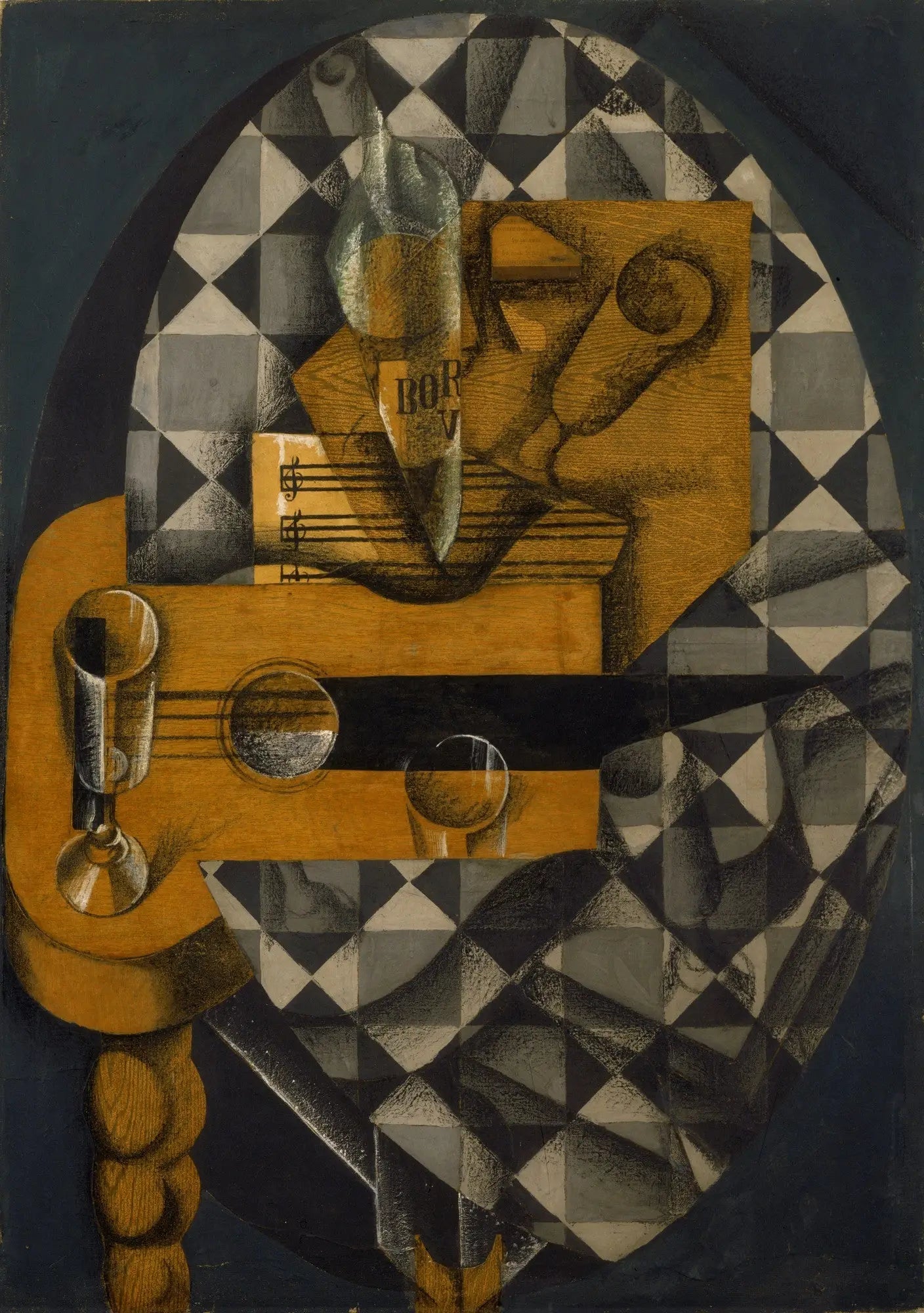 Guitare et lunettes - Juan Gris image 1 copie de tableau peinte à la main