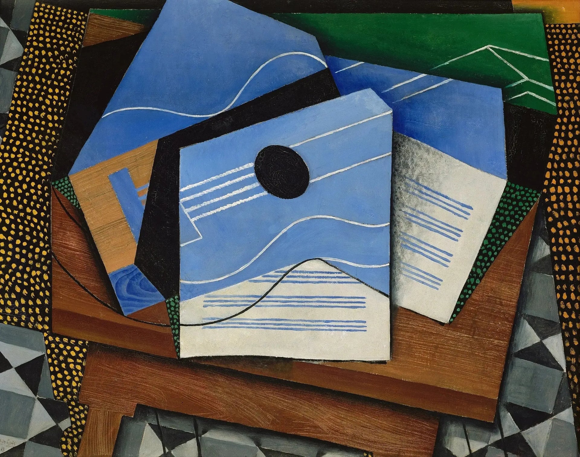 Guitare sur une table - Juan Gris image 1 copie peinte à la main à l’huile