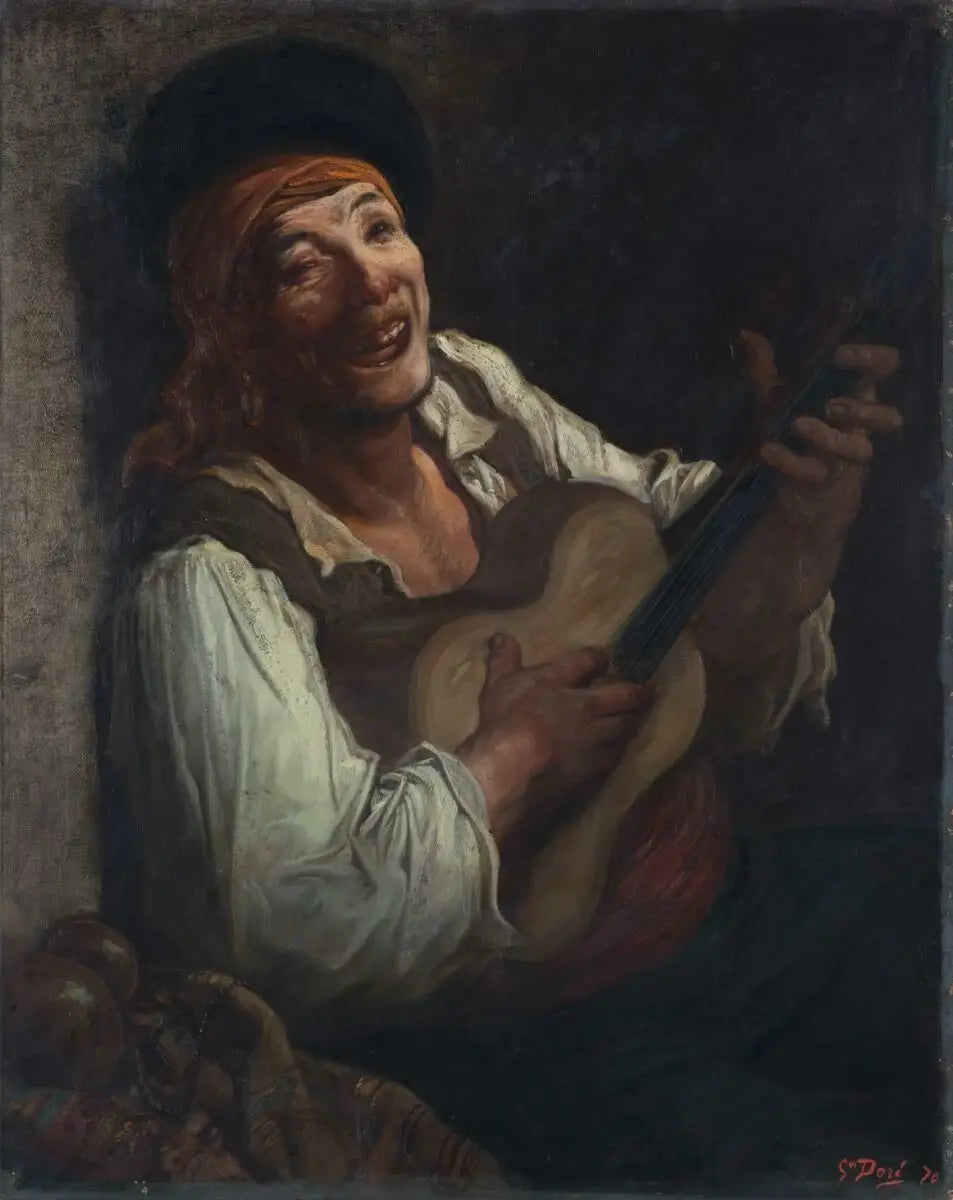 Guitariste - Gustave Doré image 1 reproduction artisanale de tableau