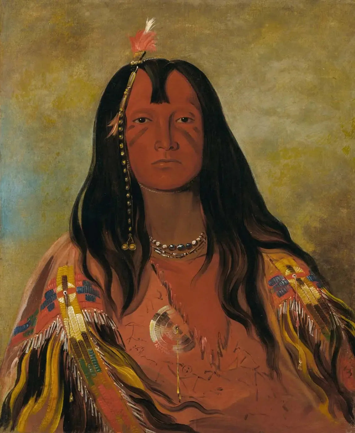 H'co-a-h'co-a-h'cotes-min, Pas de cornes sur la tête, un brave - George Catlin image 1 copie de tableau peinte à la main