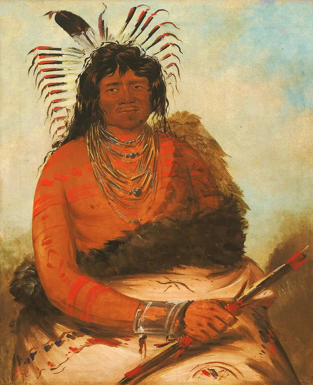 Háh-nee, le castor, un guerrier - George Catlin image 1 copie peinte à la main à l’huile