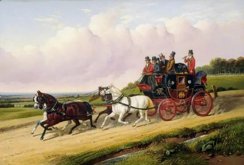 Halifax Royal Mail Coach, Doncaster, Yorkshire du Sud - John Frederick Herring, Sr. image 1 copie de tableau peinte à la main