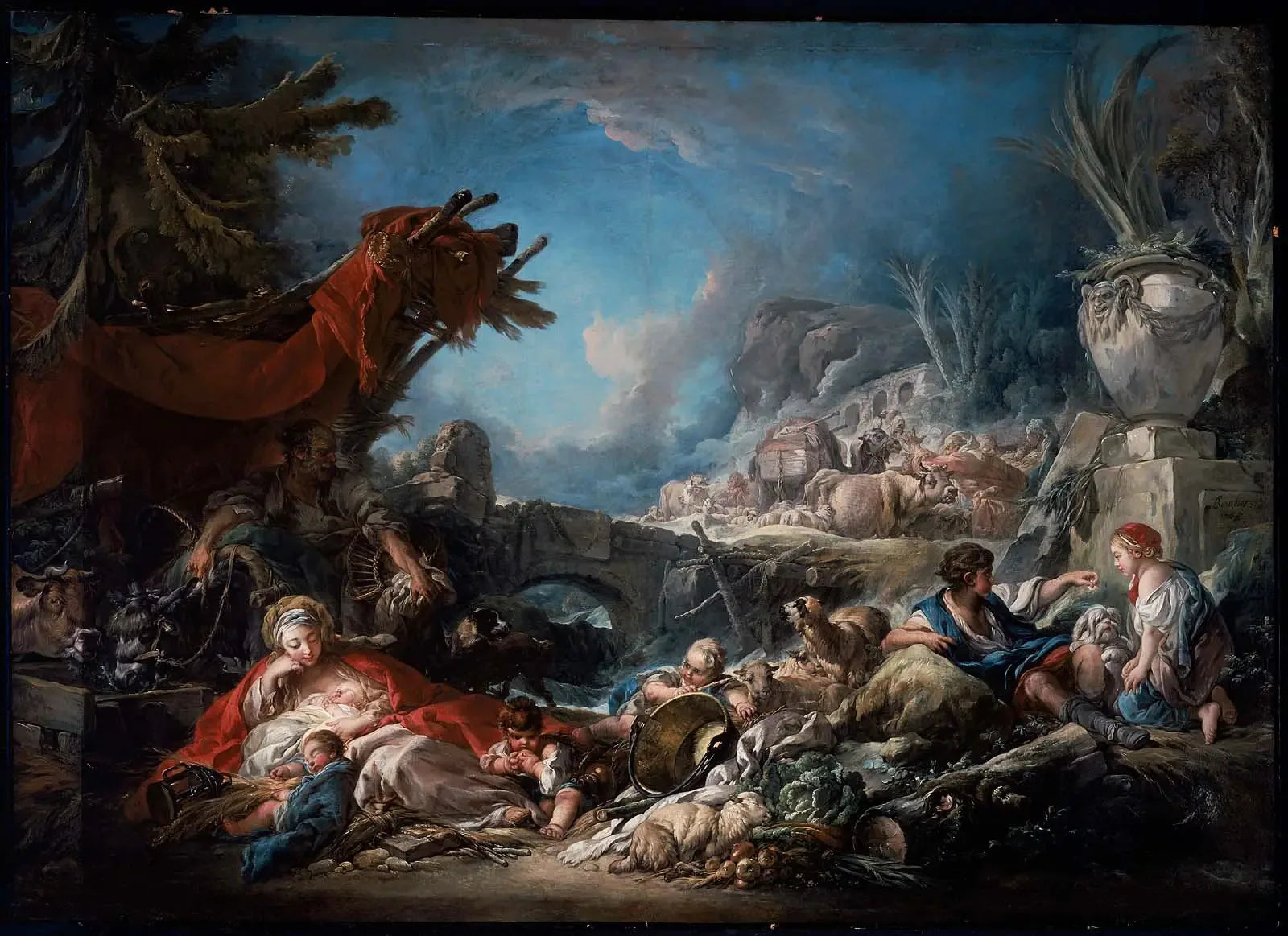 Halte à la source - François Boucher image 1 copie peinte à la main à l’huile