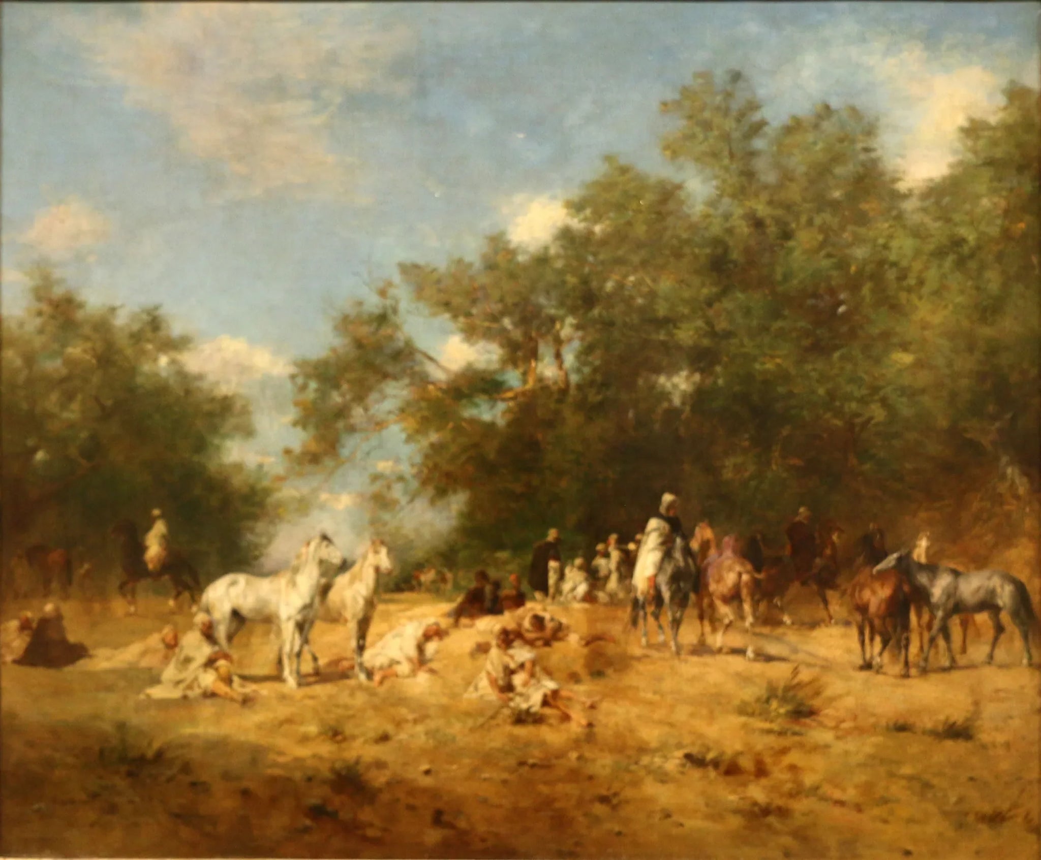 Halte de cavaliers arabes dans la forêt - Eugène Fromentin image 1 copie de tableau peinte à la main