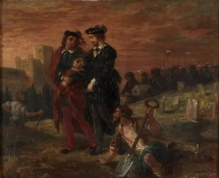 Hamlet et Horatio au cimetière - Eugène Delacroix image 1 reproduction artisanale de tableau