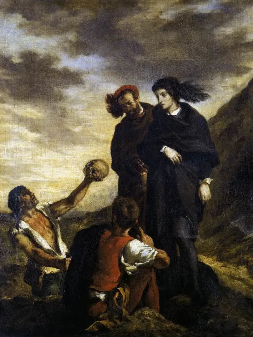 Hamlet et Horatio au cimetière - Eugène Delacroix image 1 reproduction de peinture à l’huile