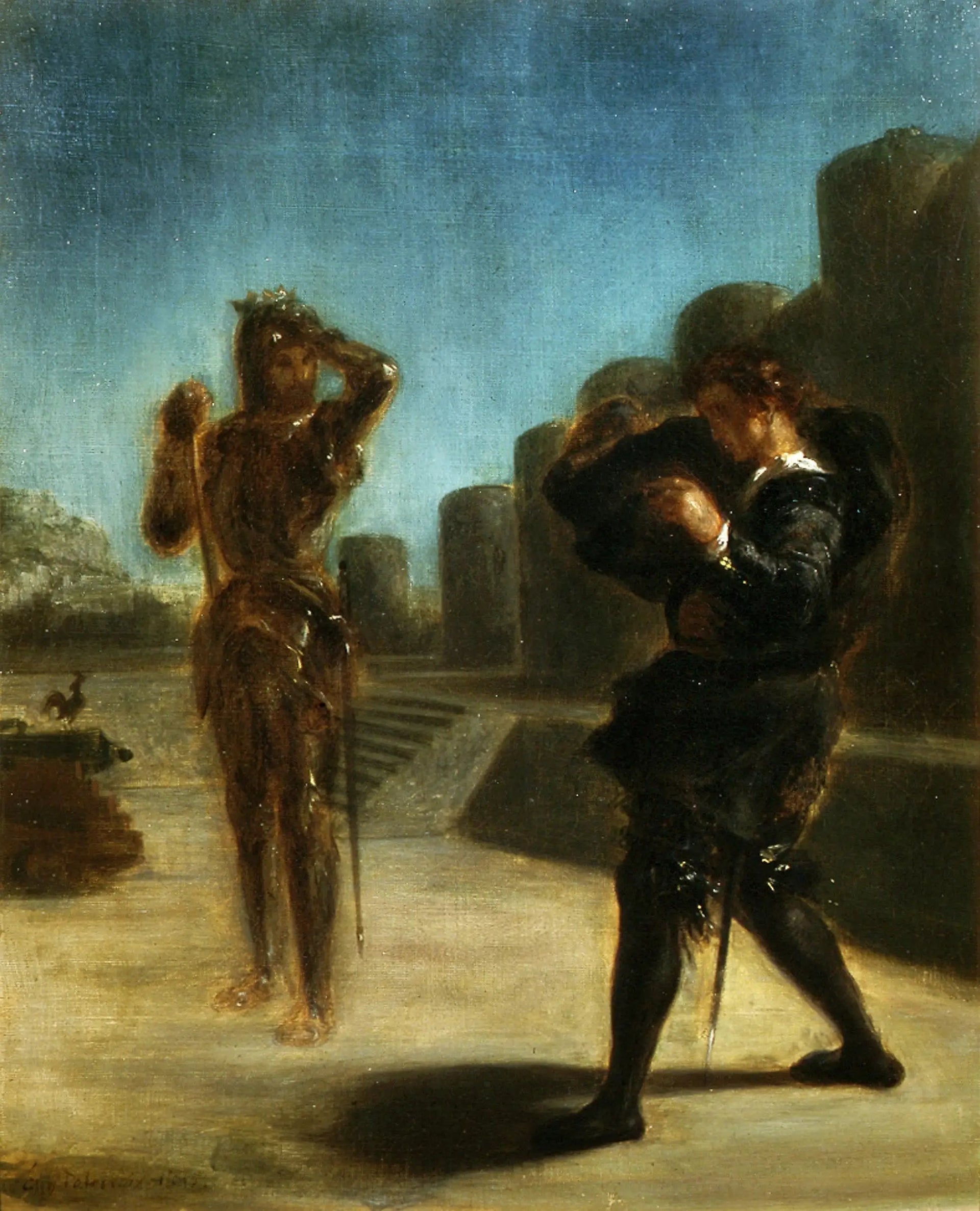 Hamlet et le Spectre. - Eugène Delacroix image 1 reproduction de peinture à l’huile