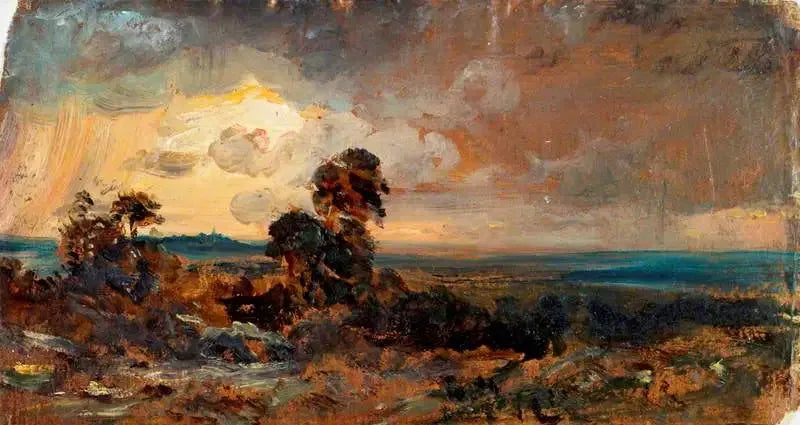 Hampstead : Coucher de soleil orageux - John Constable image 1 copie peinte à la main à l’huile