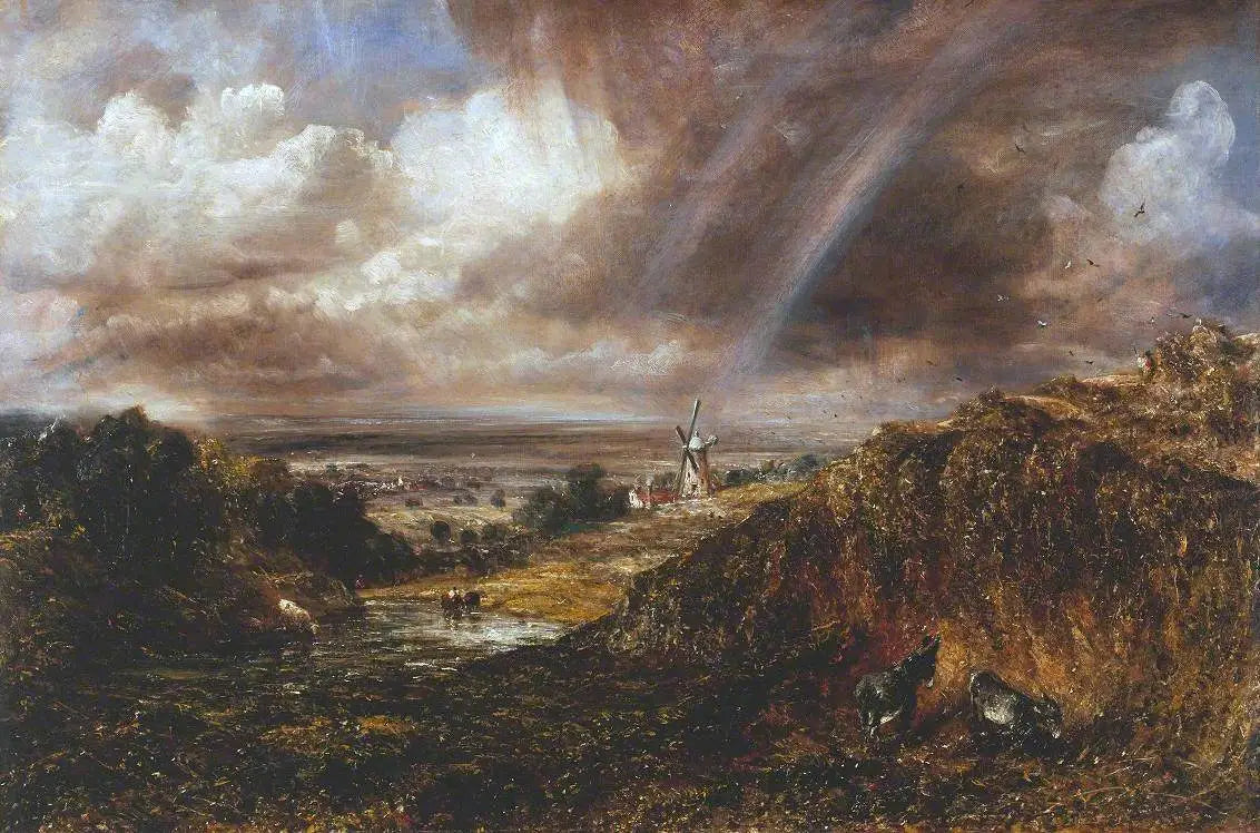 Hampstead Heath avec un arc-en-ciel - John Constable image 1 reproduction artisanale de tableau