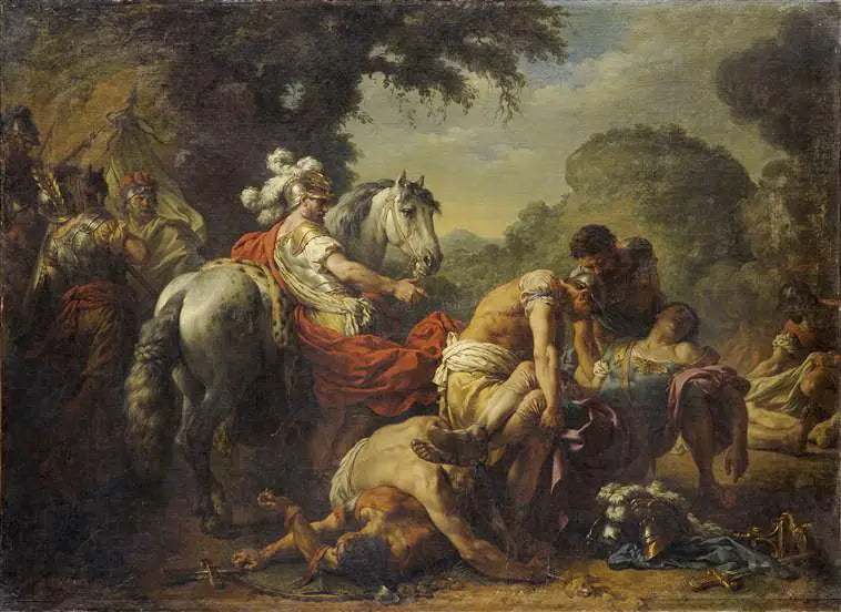 Hannibal ayant retrouvé le corps de Marcellus - Louis Jean François Lagrenée image 1 copie peinte à la main à l’huile