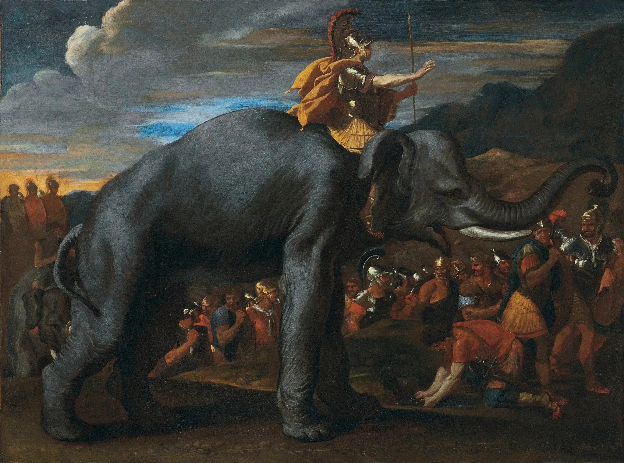 Hannibal traversant les Alpes à dos d'éléphant - Nicolas Poussin image 1 reproduction artisanale de tableau