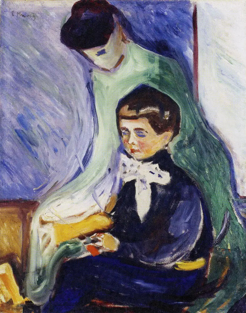 Hans Herbert Esche et sa nounou - Edvard Munch image 1 reproduction artisanale de tableau