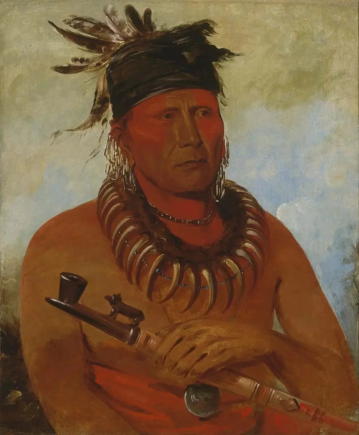 Háw-che-ke-súg-ga, Celui qui tue les Osages, chef de la tribu - George Catlin image 1 copie peinte à la main à l’huile