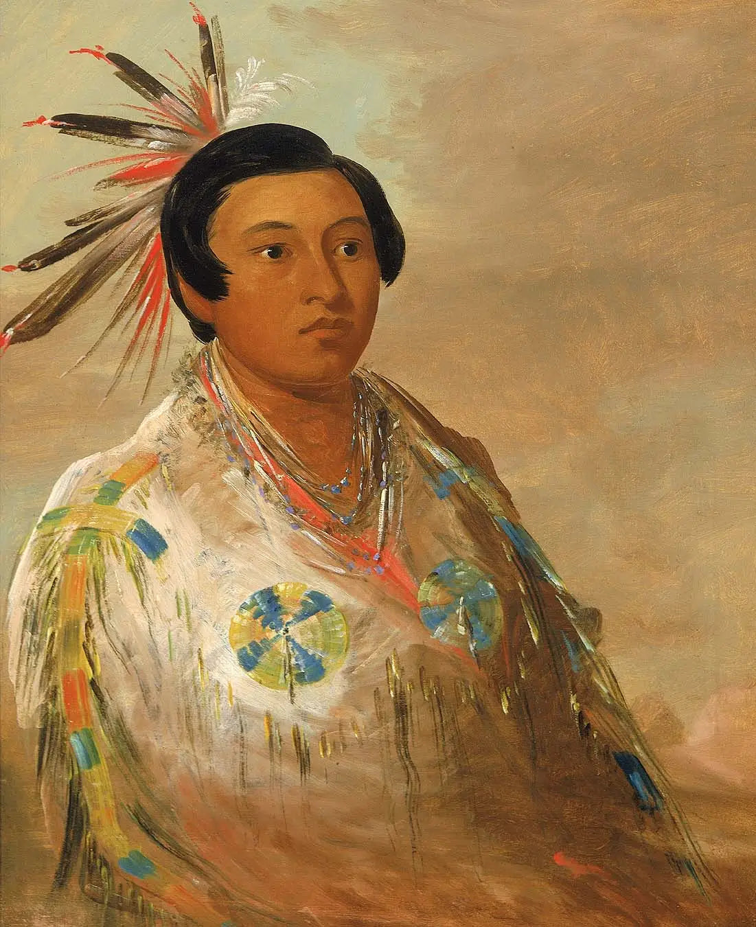 Hee-doh'ge-ats, un jeune homme - George Catlin image 1 reproduction artisanale de tableau