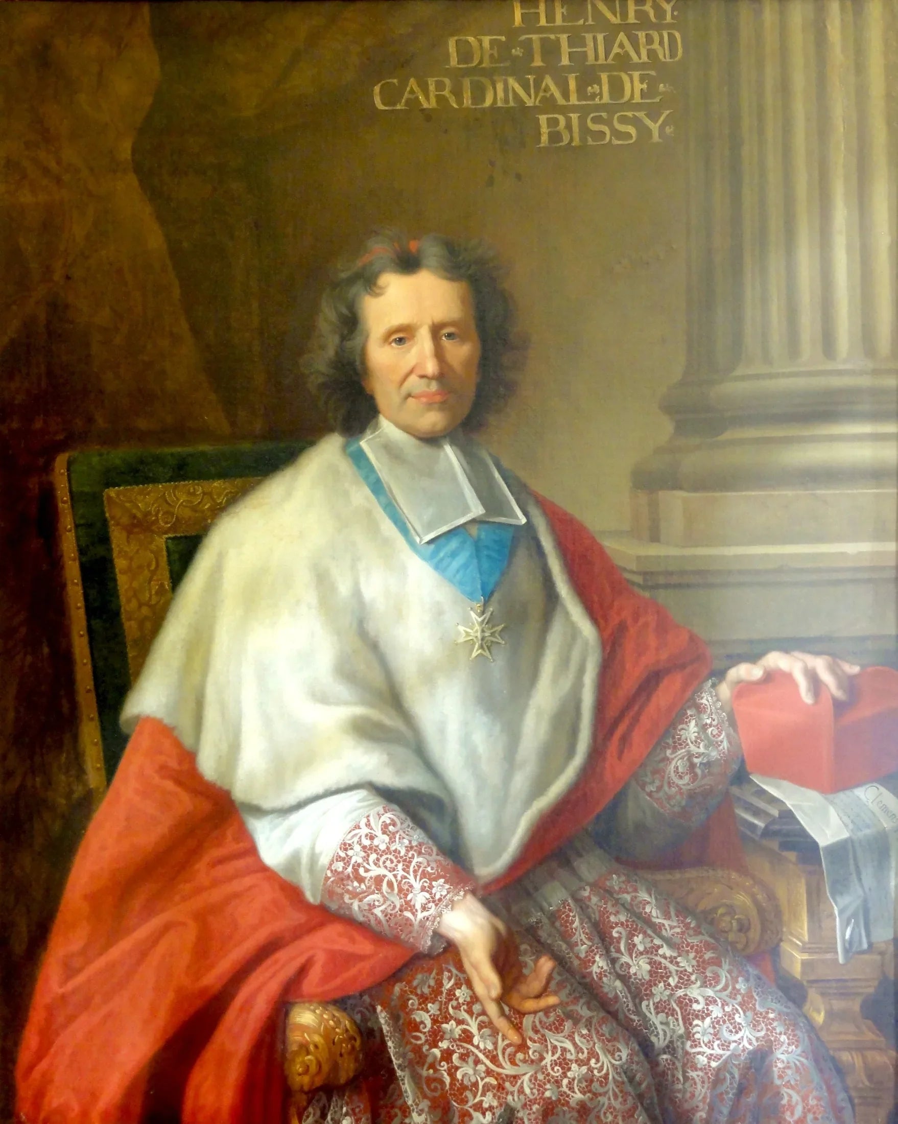 Henri de Thiard, cardinal de Bissy, évêque de Meaux et abbé de Saint-Germain-des-près - Nicolas de Largillière image 1 copie peinte à la main à l’huile