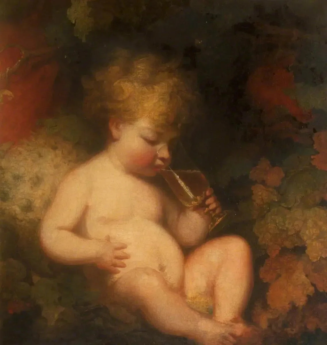 Henry George Herbert, plus tard 2e comte de Carnarvon (1772-1833) dans le rôle de l'enfant Bacchus - Joshua Reynolds image 1 copie peinte à la main à l’huile