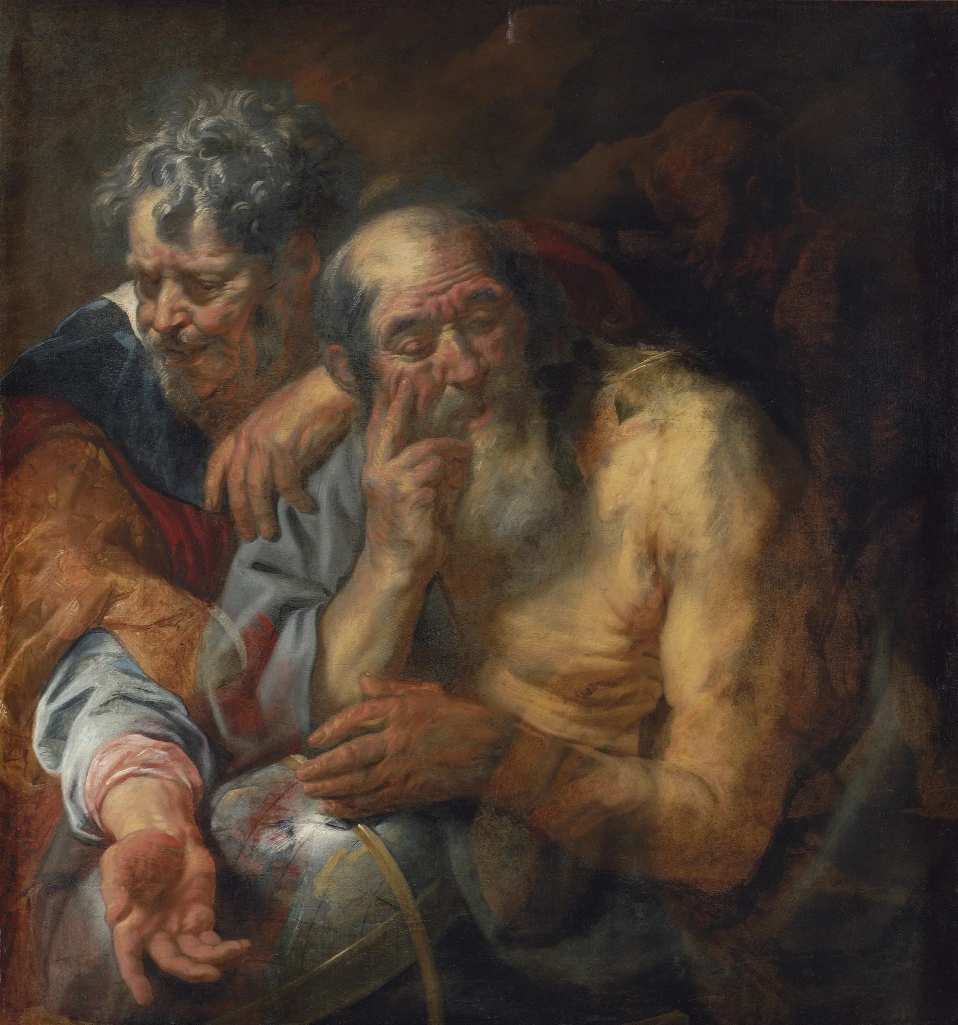 Héraclite et Démocrite - Jacob Jordaens image 1 copie de tableau peinte à la main