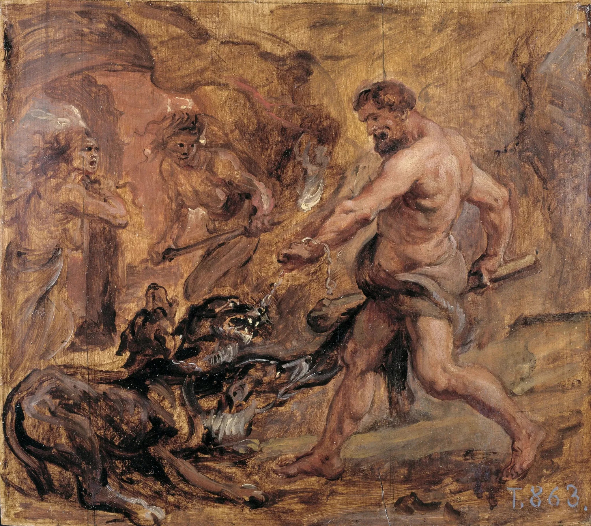 Hercule et Cerbère - Peter Paul Rubens image 1 copie peinte à la main à l’huile
