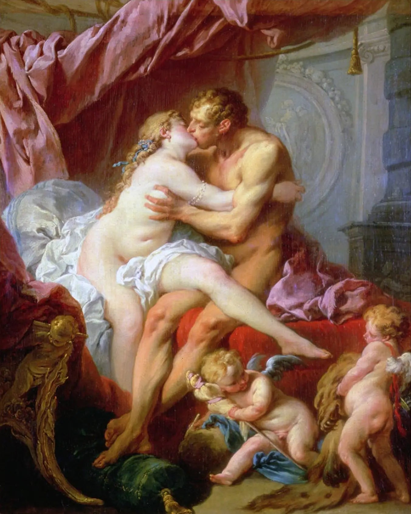 Hercule et Omphale - François Boucher image 1 copie de tableau peinte à la main