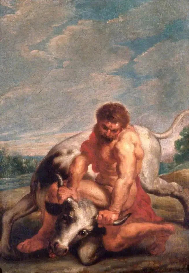 Hercule luttant contre Achéloos sous la forme d'un taureau - Peter Paul Rubens image 1 copie de tableau peinte à la main