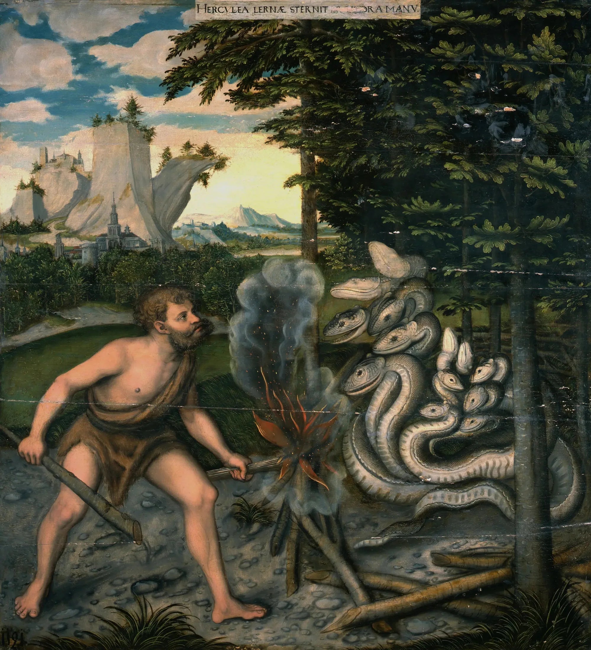 Hercule tuant l'Hydre de Lerne - Lucas Cranach the Elder image 1 reproduction artisanale de tableau